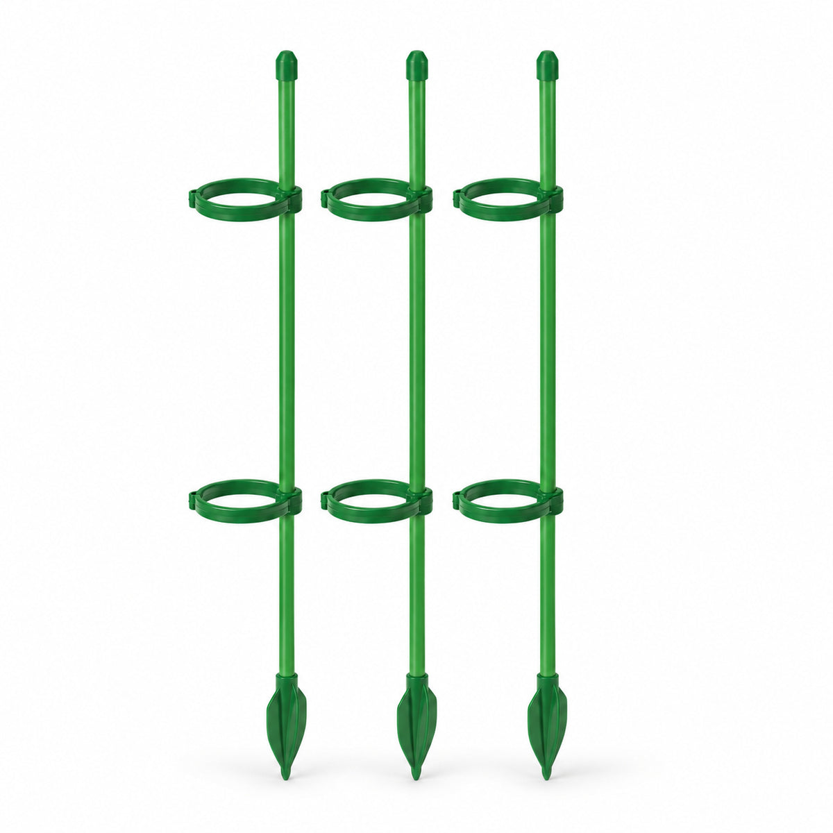 Plant Support Stakes, 30 cm, 3 Rods with Clips and Ground Inserts - 30 cm / 3 Rods + 6 Clips + 3 Ground Inserts - main