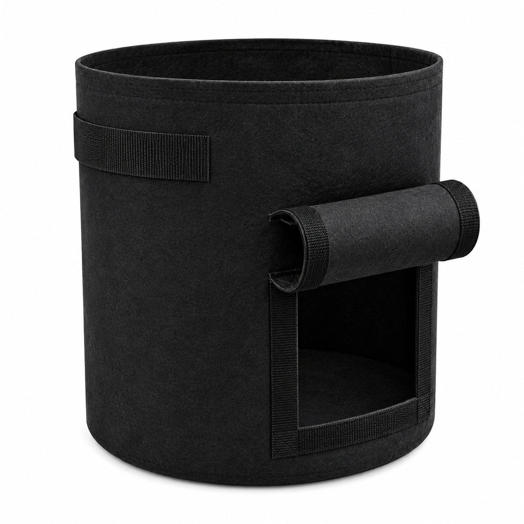 Black Felt Potato Grow Bag with Harvest Flap and Handles, 25 x 30 cm - Black / 25 x 30 cm - main