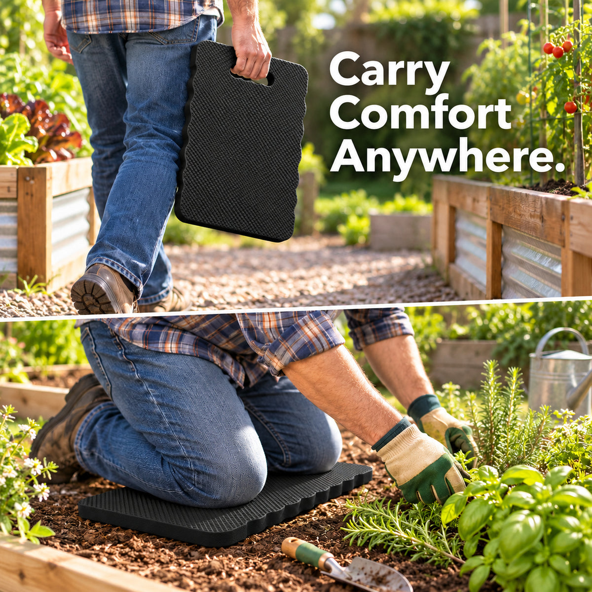 Black EVA Garden Kneeling Pad, 43 x 28 x 4 cm - Black / 43 x 28 x 4 cm / One Pad - lifestyle