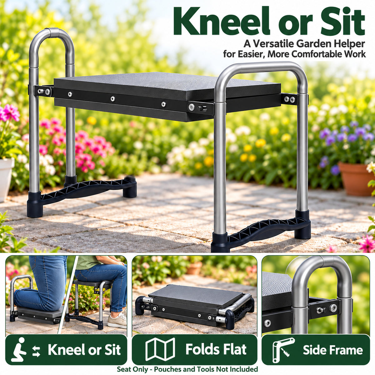 Grey Folding Garden Kneeler and Seat, Seat Only - 88297 / Grey Frame / Kneeler and Seat Only - feature