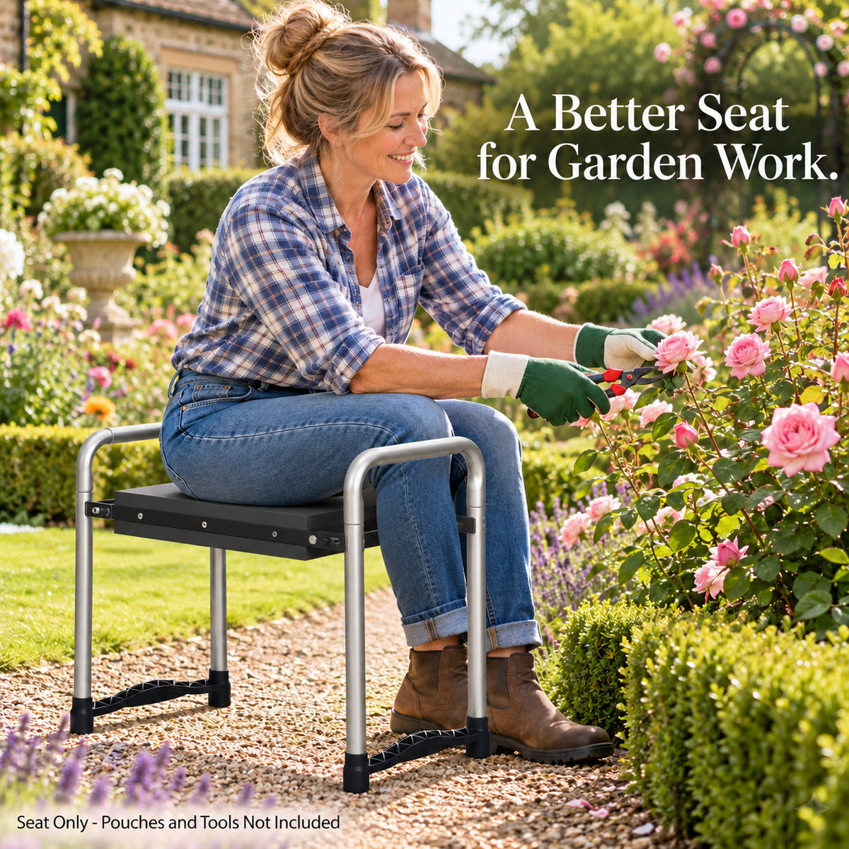 Grey Folding Garden Kneeler and Seat, Seat Only - 88297 / Grey Frame / Kneeler and Seat Only - lifestyle