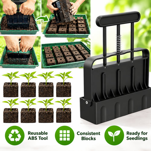 ABS Soil Block Maker with Press Handle for Seed-Starting Preparation - Black ABS Soil Block Maker - feature