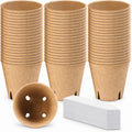 Paper-Pulp Seedling Pots, 8 cm Diameter, 60 Pots and 60 Labels - 8 cm Diameter / 60 Pots + 60 Labels - main