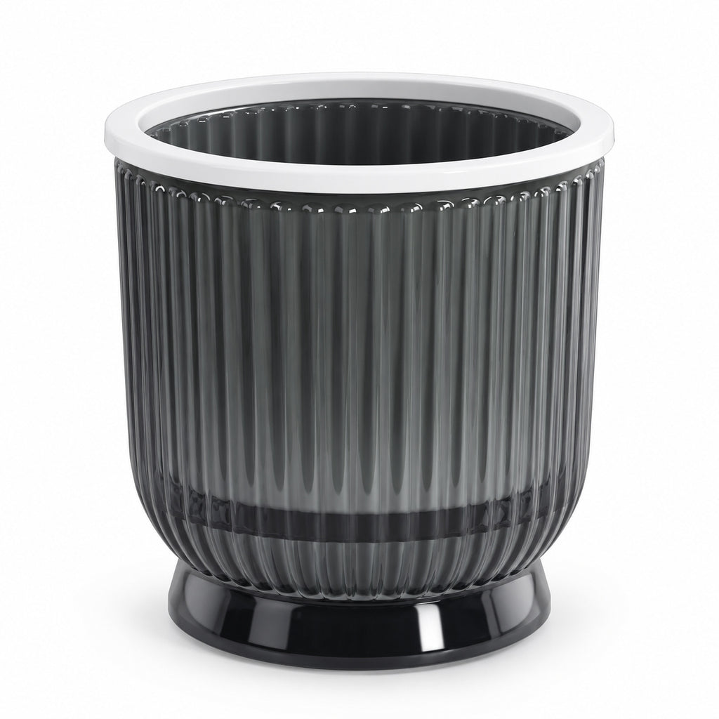 Ribbed Desktop Planter, 108# Transparent Gray, One Planter - 108# PET Lotus Planter / Transparent Gray / One Planter - main