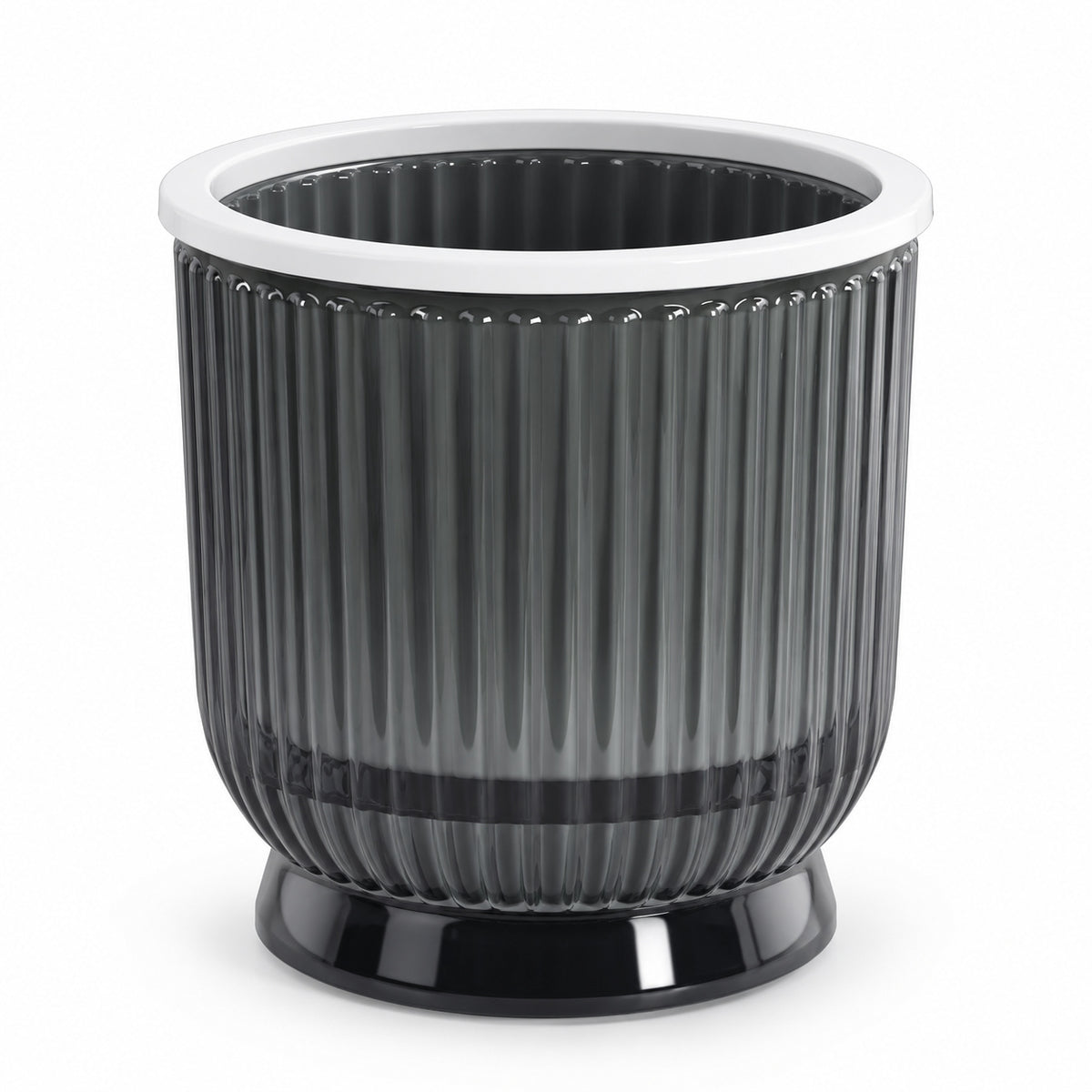 Ribbed Desktop Planter, 108# Transparent Gray, One Planter - 108# PET Lotus Planter / Transparent Gray / One Planter - main