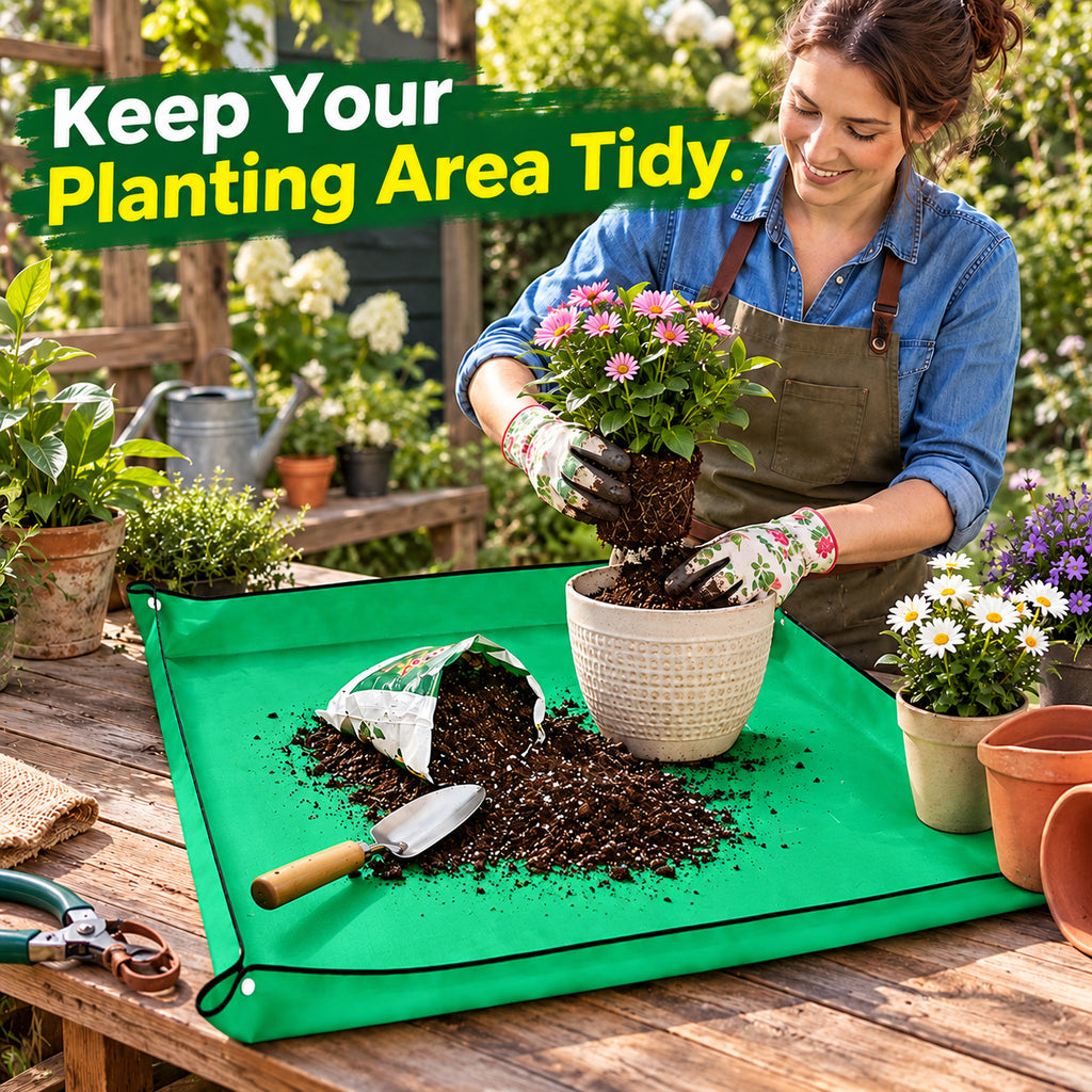 Green PE Repotting Mat with Snap-Up Corners, 75 x 100 cm - Green / 75 x 100 cm / Single Mat - lifestyle