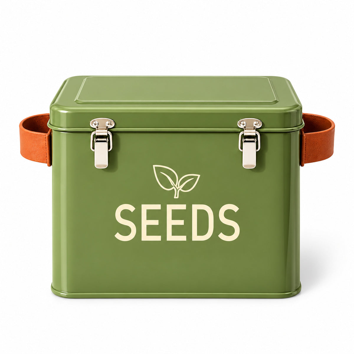 Green Metal Seed Storage Box with Side Loops, 21.5 x 14.5 x 16.5 cm - T030C / Green / Medium / 21.5 x 14.5 x 16.5 cm / One Box - main