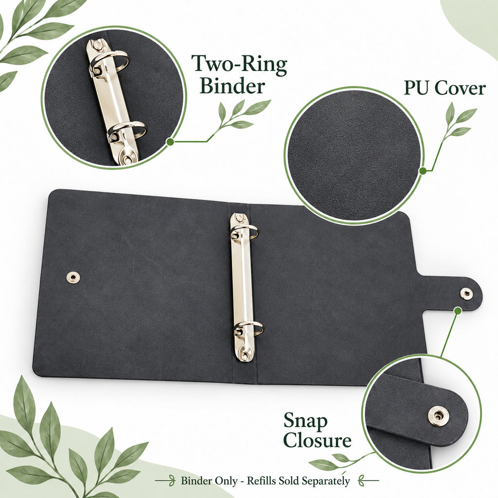 Black PU Two-Ring Seed Storage Binder, Cover Only - Black / Two-Ring PU Binder Only / No Inserts - feature