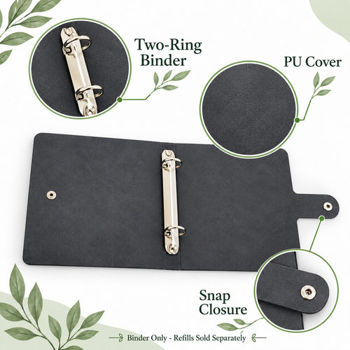 Black PU Two-Ring Seed Storage Binder, Cover Only - Black / Two-Ring PU Binder Only / No Inserts - feature