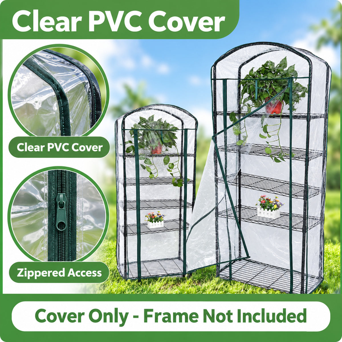 Clear PVC Mini Greenhouse Replacement Cover, 69 x 49 x 160 cm - Clear PVC / 69 x 49 x 160 cm / Cover Only - feature