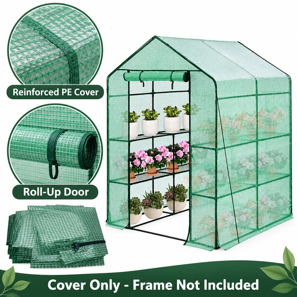 Green PE Walk-In Greenhouse Replacement Cover, 143 x 143 x 195 cm - Green PE / 143 x 143 x 195 cm / Cover Only - feature