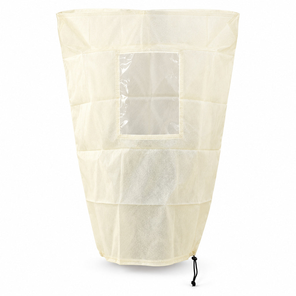 Windowed Plant Cover with Drawstring, Beige, 80 x 100 cm - Viewing Window / Drawstring / No Zipper / Source-Pictured Beige / 80 x 100 cm / One Cover - main