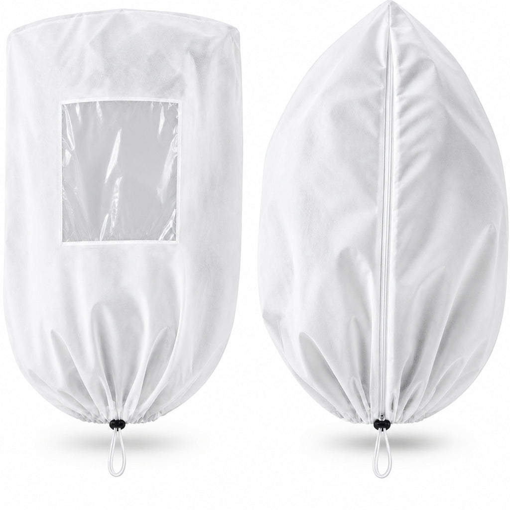 Windowed Nonwoven Plant Covers,2-Pack,80 ×100 cm, with Drawstring - White / 80 x 100 cm / 2-Pack - main