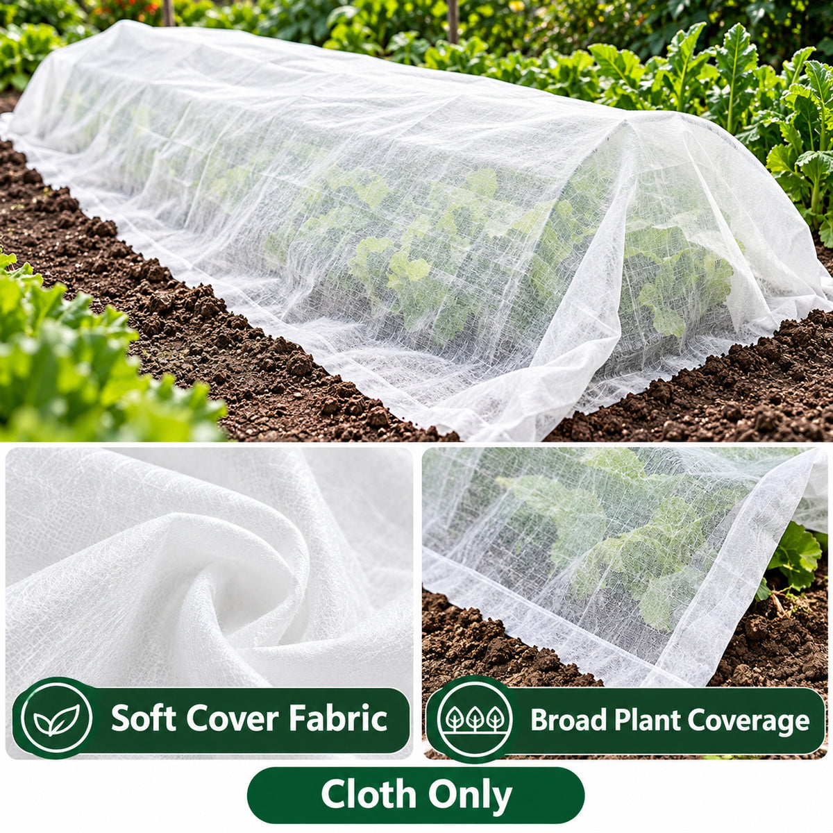 White Garden Plant-Cover Sheet, 2 x 5 m, One Sheet - Plant Cover-201 / White / 2 x 5 m / One Cloth Sheet - feature