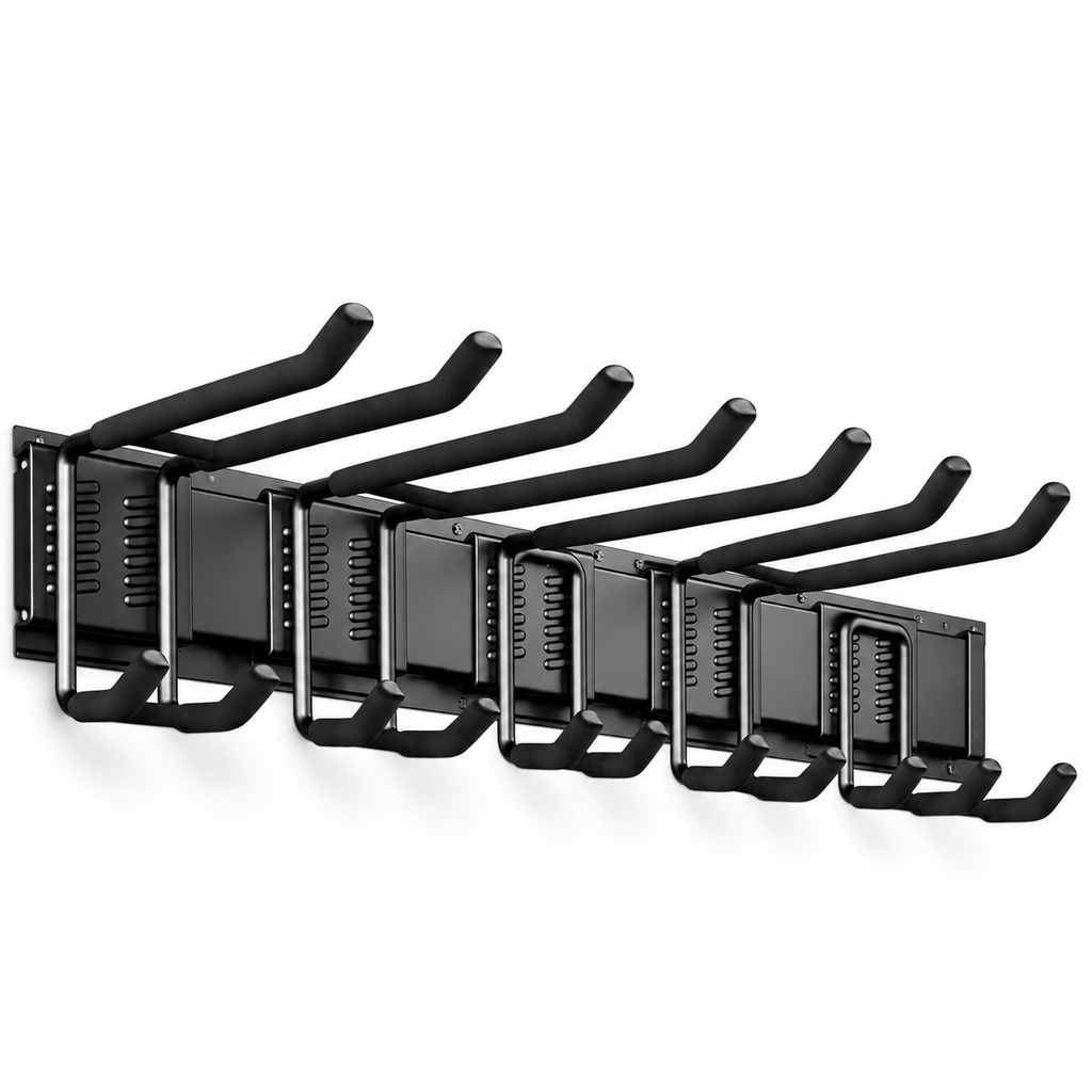 Wall-Mounted Garden Tool Organizer with Powder-Coated Metal Hook Storage - main