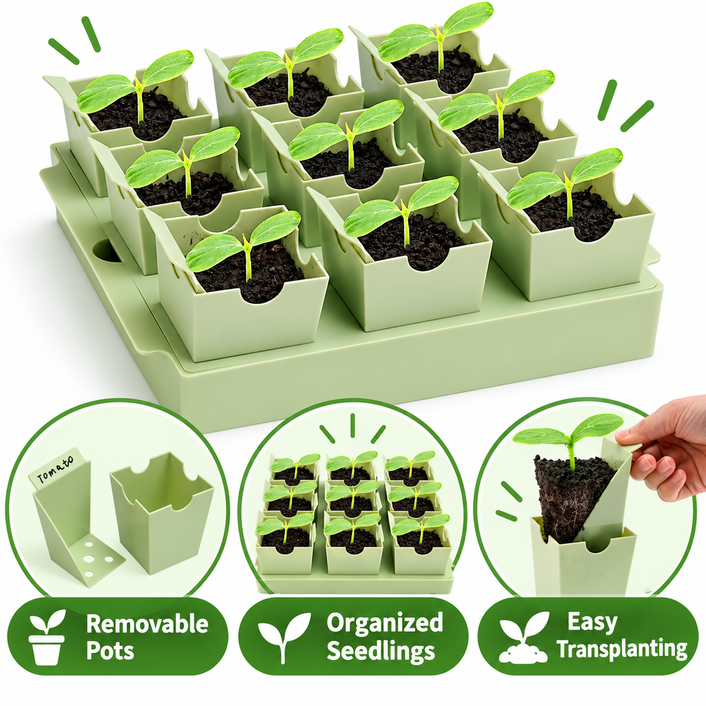 Seed-Starting Tray with Individual Removable Pots & Drainage Openings - feature
