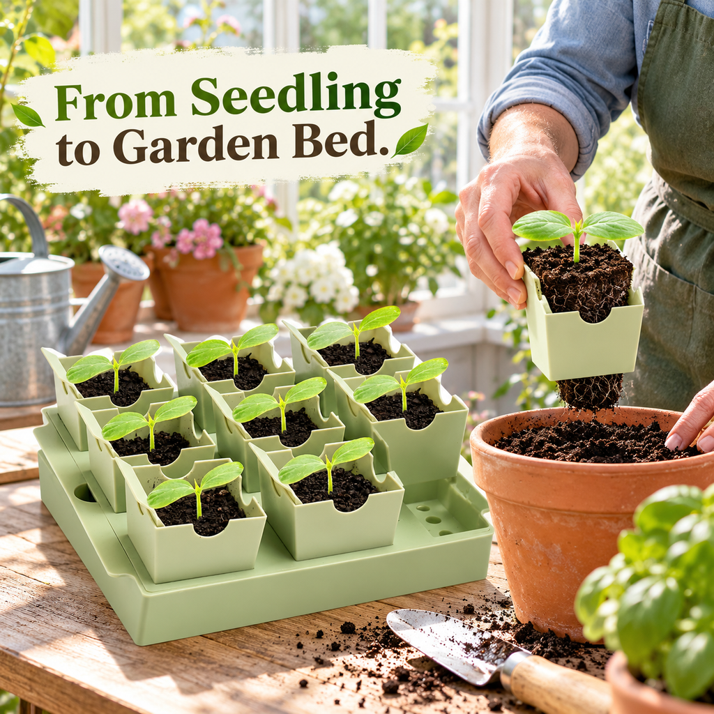 Seed-Starting Tray with Individual Removable Pots & Drainage Openings - lifestyle