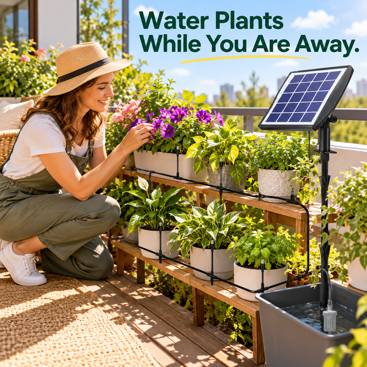 3 W Solar Plant-Watering System with 10–16-Pot Configuration Options - lifestyle