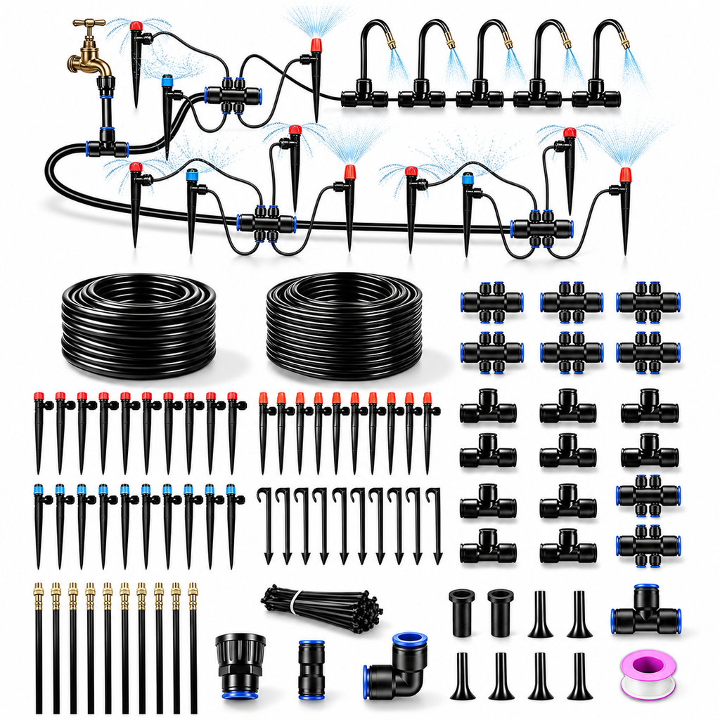 Quick-Connect Garden Irrigation Kit with 33+197 ft or 17+93 ft Tubing Options - main