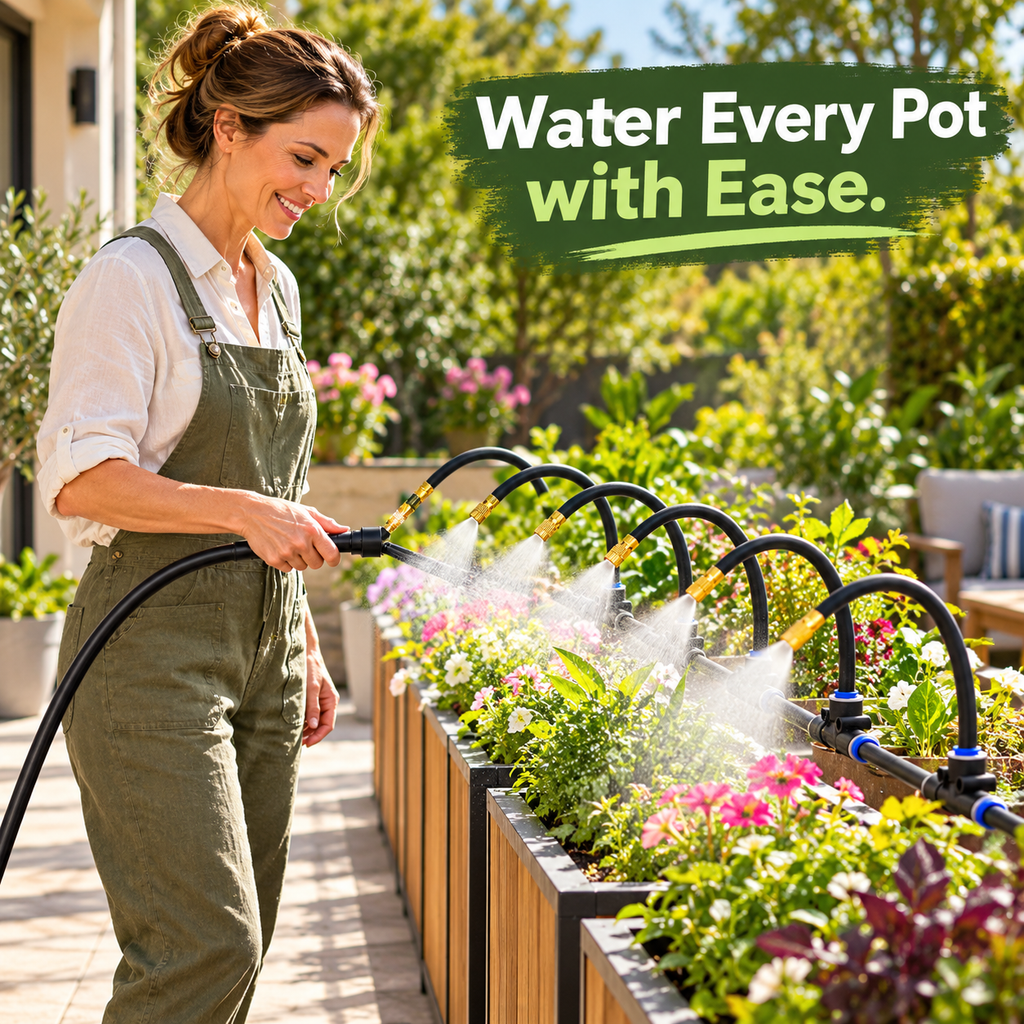 Adjustable Garden Spray-Nozzle Kit with Bendable Heads & Tubing Options - lifestyle