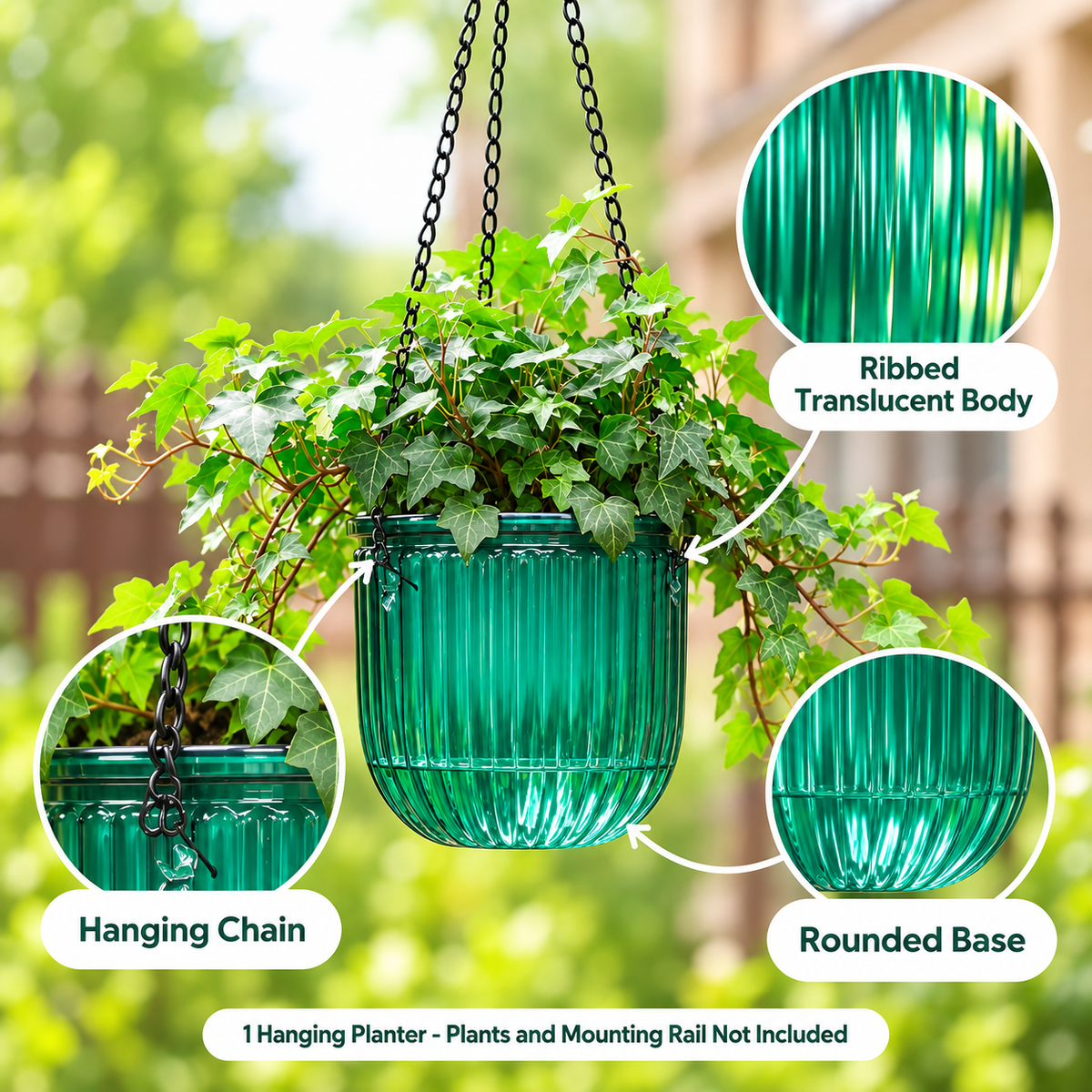 Ribbed Self-Watering Planter with Desktop or Hanging Configurations - feature