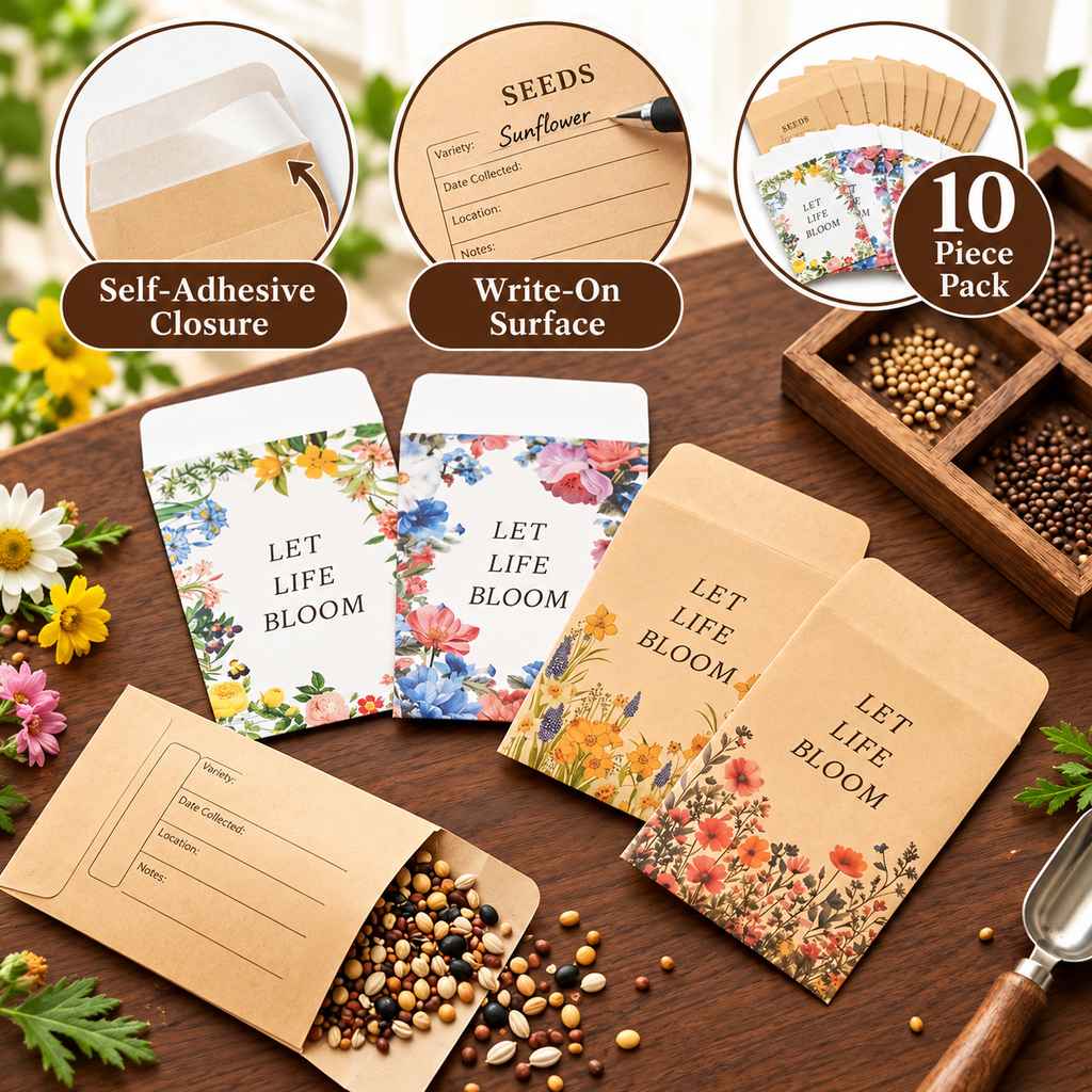 Self-Adhesive Seed Envelopes,10-Pack, in 60 ×80 or 80 ×120 mm Options - feature