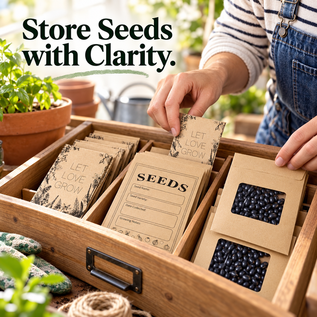 Kraft Seed Envelopes with Optional Viewing Window —10-Pack - lifestyle
