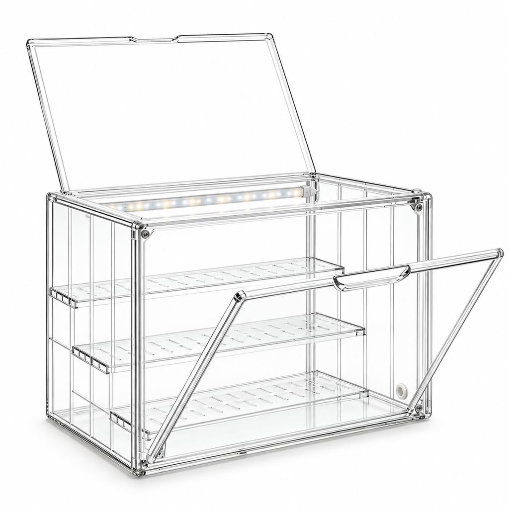 Clear Plant Display Box Customized for LED-Strip & Drainage Installation - main