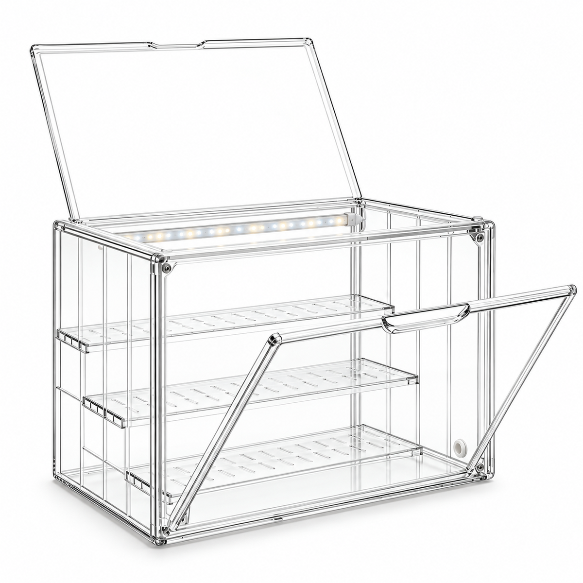 Clear Plant Display Box Customized for LED-Strip & Drainage Installation - main