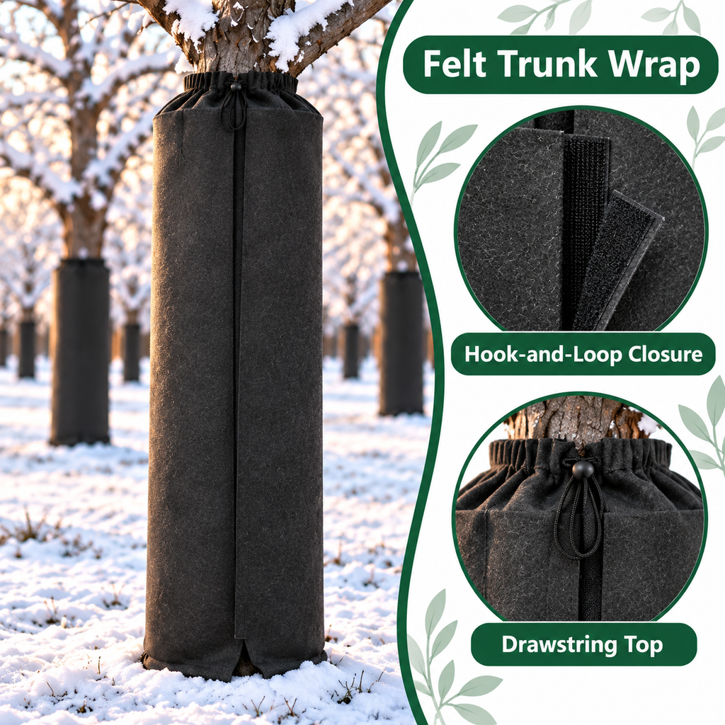 Felt Tree-Trunk Winter Cover with Wraparound Fastening & Size Options - feature