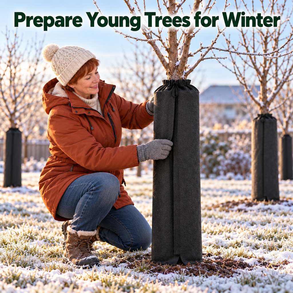 Felt Tree-Trunk Winter Cover with Wraparound Fastening & Size Options - lifestyle