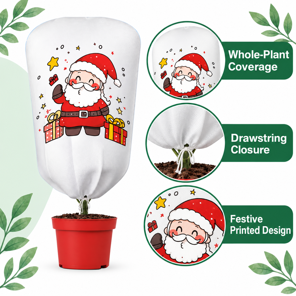Outdoor Plant Winter Cover with Drawstring & Optional Zipper Configurations - feature