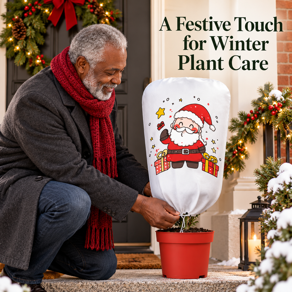 Outdoor Plant Winter Cover with Drawstring & Optional Zipper Configurations - lifestyle